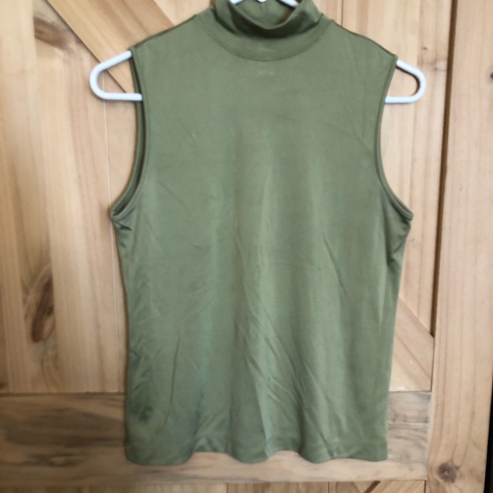 Ann Taylor Silk Green Mock Neck Sleeveless Tank Top Women’s M